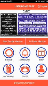 vnurture sangh mobile application